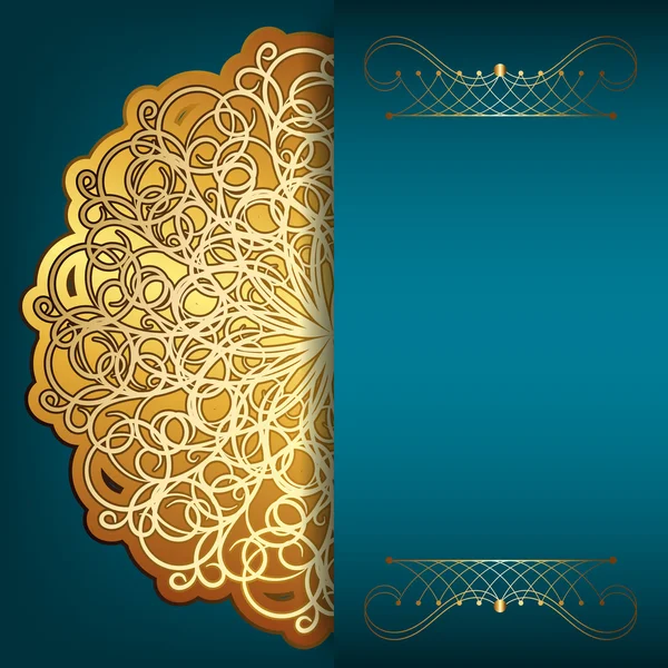 Blue card with gold pattern and place for your text. The idea fo — Stock Vector