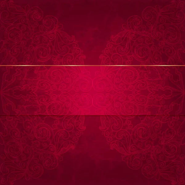 Card with a floral pattern. Luxurious deep red gift card — Stock Vector