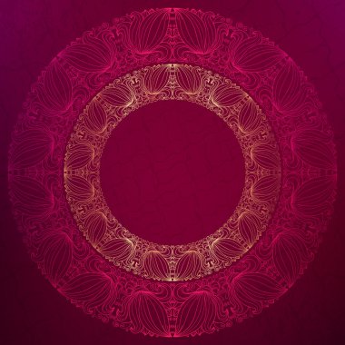 Altın Çerçeve koyu pembe bir arka plan üzerinde yuvarlak