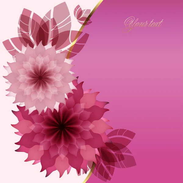 Tarjeta de boda con flores rosadas — Vector de stock