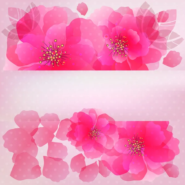 Προσκλητήριο με ροζ λουλούδια — Διανυσματικό Αρχείο
