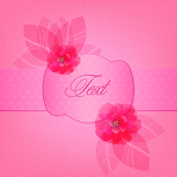 Hermosa tarjeta con rosas y cinta de satén . — Vector de stock