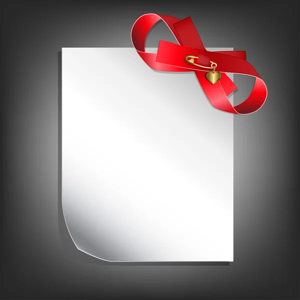 带有红色蝴蝶结的空白页 — 图库矢量图片