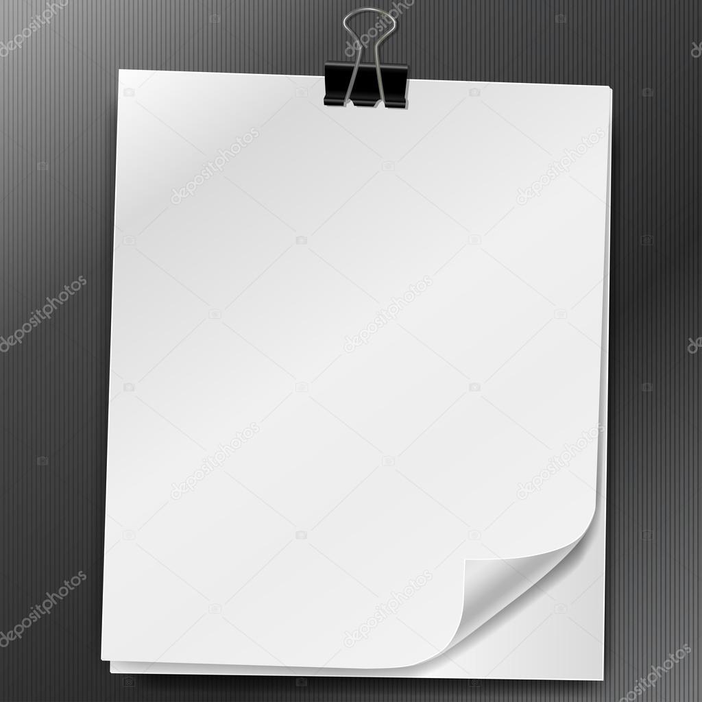 Blank sheet of paper with clip