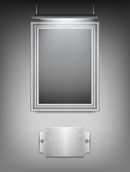 Срібна рамка, що висить на стіні — стоковий вектор