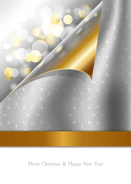 Julkort med guld och silver design — Stock vektor