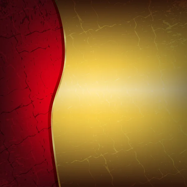 き裂を有する赤と金色メタリックな背景 — ストックベクタ