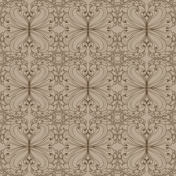 Naadloze patroon met bladeren en krullen. klassieke behang. raster kopie — Stockvector