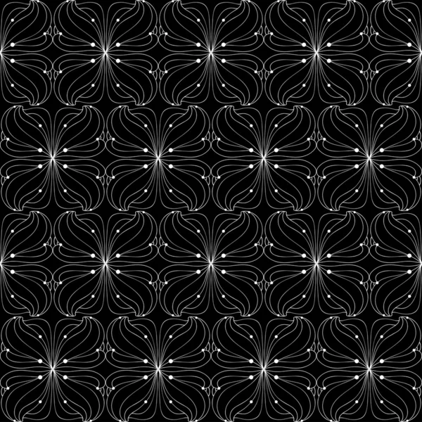 Thin black and white floral pattern — Stock Vector