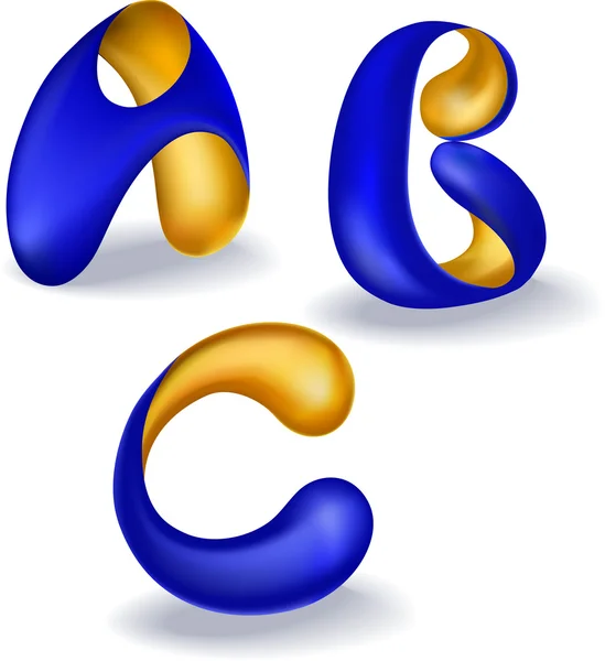 3d 파란색과 주황색 편지 "a, b, c" — 스톡 벡터
