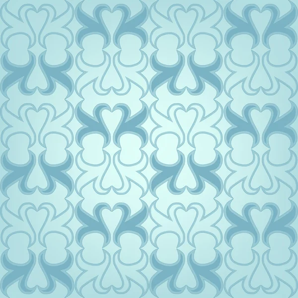 Blauwe naadloze patroon met florale versieringen — Stockvector