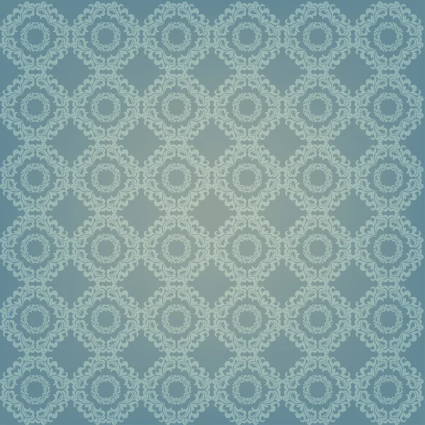 Fond vintage bleu avec ornements floraux, motif sans couture — Image vectorielle