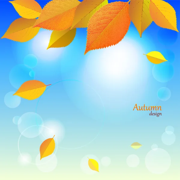Folhas de outono contra o céu azul — Vetor de Stock