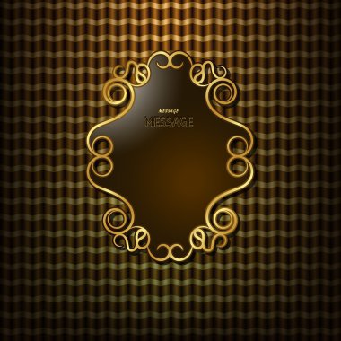 Beautiful gold frame on the background curtain with geometric pattern clipart