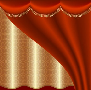 Kırmızı ve altın perde ile lüks arka plan