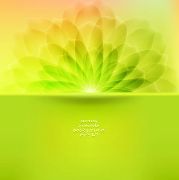 Rainbow flower on fresh green background — Stock Vector