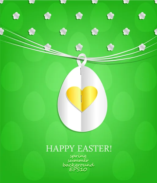 Carte de Pâques avec un oeuf en papier — Image vectorielle