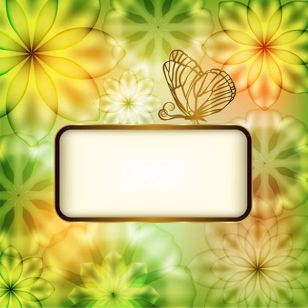 Flower background with butterfly and place for text — Stock Vector