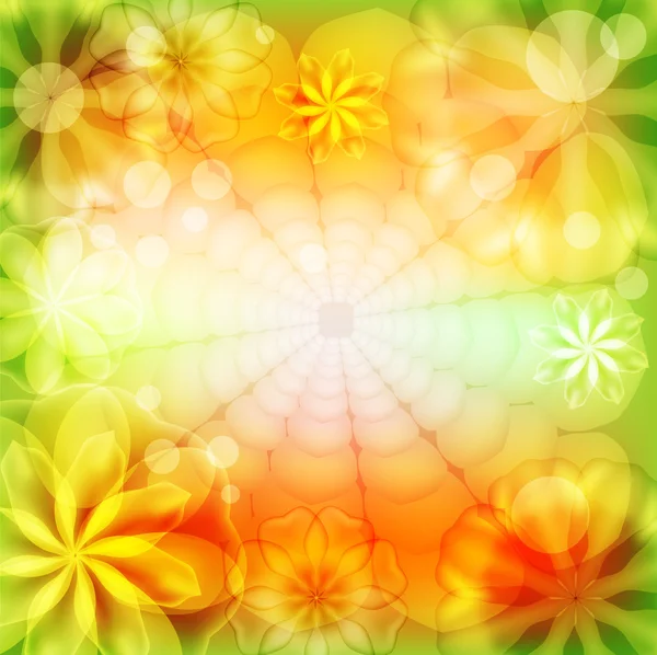 Яскравий квітковий фон з прозорими елементами — стоковий вектор