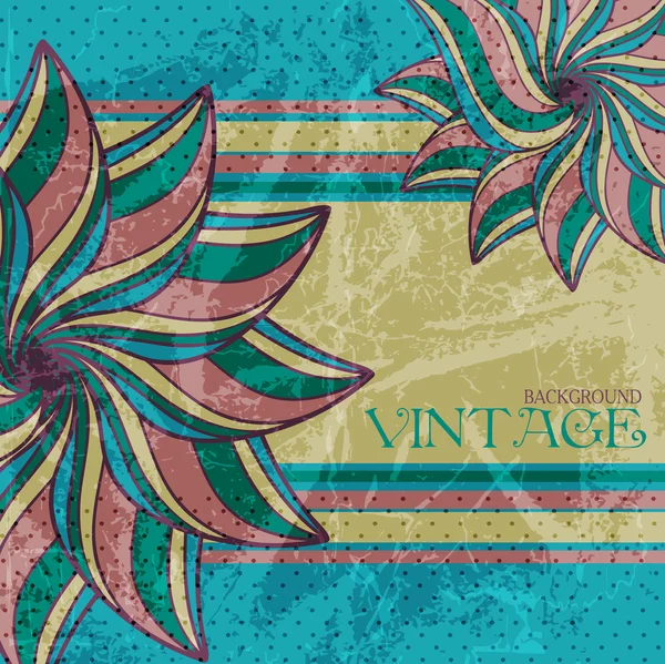 Carte de vœux de style vintage avec des fleurs et texture de vieux papier . — Image vectorielle