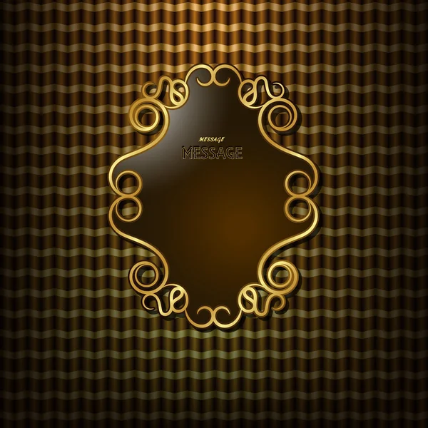 Beautiful gold frame on the background curtain with geometric pattern — Stock Vector