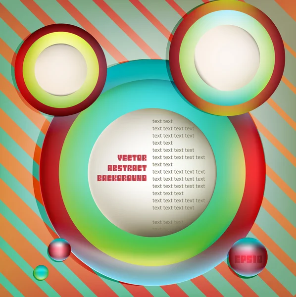 Abstracte achtergrond met gekleurde cirkels en ringen, 3D-effect — Stockvector