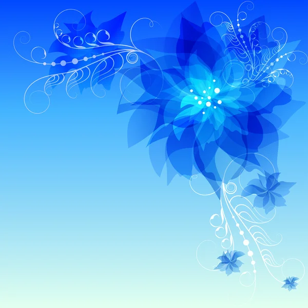 Flores abstratas azuis, vinheta de canto . — Vetor de Stock