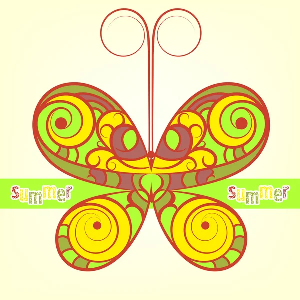 Encaje mariposa colorida . — Vector de stock