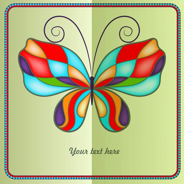 Tarjeta con mariposa de colores — Vector de stock