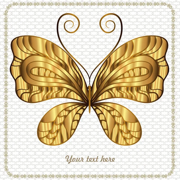 Arany pillangó keret. — Stock Vector