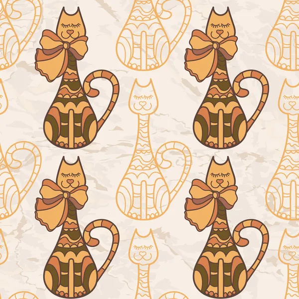 Seamless pattern with funny cute cats. Raster copy of vector image. — Stock Vector