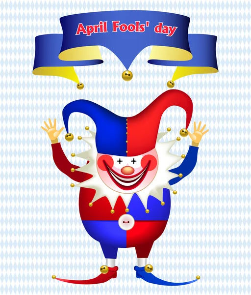 Funny Clown avec les mains en l'air, Journée des fous — Image vectorielle