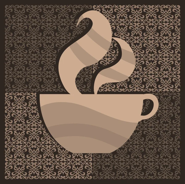 सीमलेस पैटर्न पर शैलीकृत कप कॉफी — स्टॉक वेक्टर