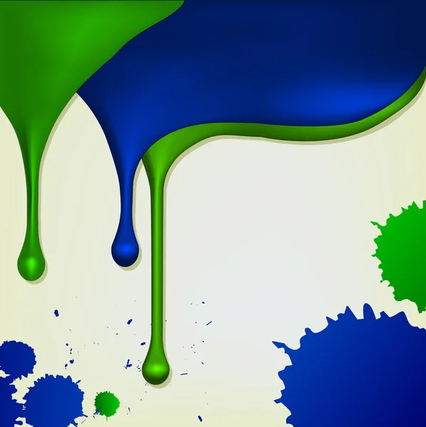 Background with streaks of blue and green paint, and blots. — Stock Vector