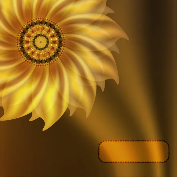 Bunga emas dengan latar belakang sutra - Stok Vektor