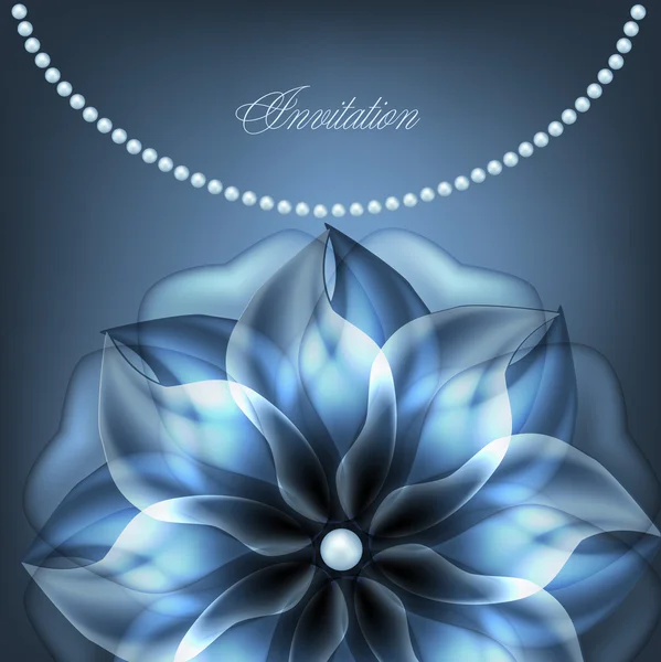 Pärlhalsband med blå blomma. — Stock vektor