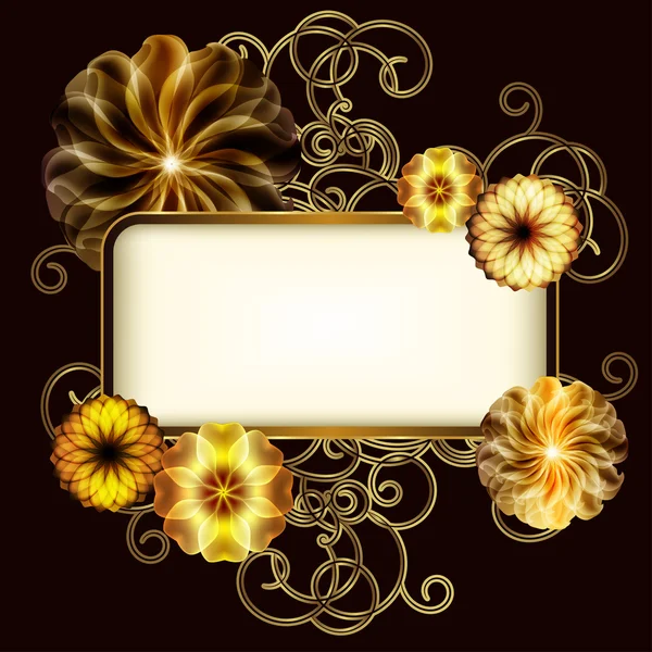 Vintage banner med gyllene blommor — Stock vektor