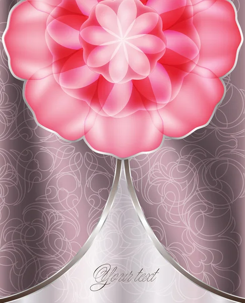 Elegant card with a rose and a fabric background — Stok Vektör