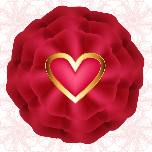 Rosa Roja con corazones — Archivo Imágenes Vectoriales
