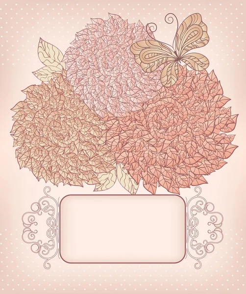バラと蝶の休日のためのかわいいカードの花束 — ストックベクタ
