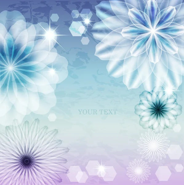 青色の背景に抽象花柄 — ストックベクタ