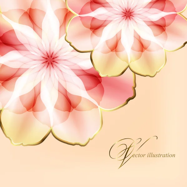 Нежная свадебная открытка с розовыми прозрачными цветами — стоковый вектор