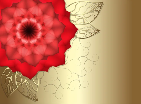 Rose rouge sur fond or . — Image vectorielle