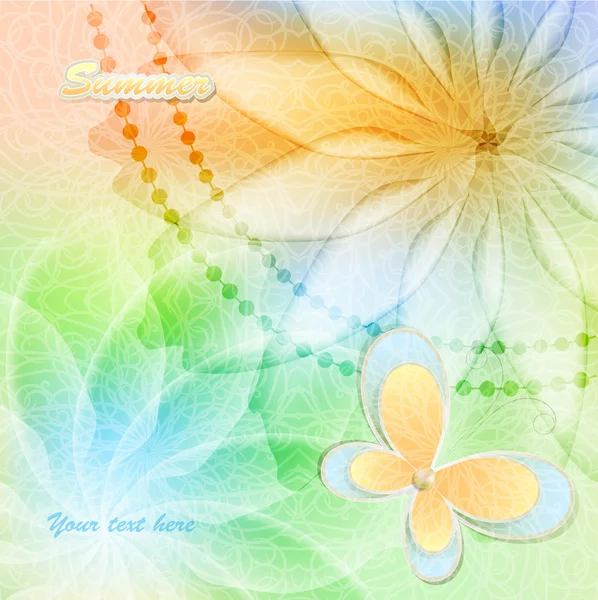 花と蝶を持つエレガントなカラフルな背景 — ストックベクタ