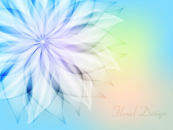 Delicada flor transparente sobre un fondo azul — Vector de stock