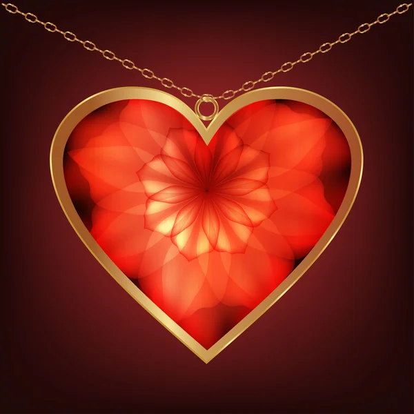Pendentif coeur en forme de rose — Image vectorielle