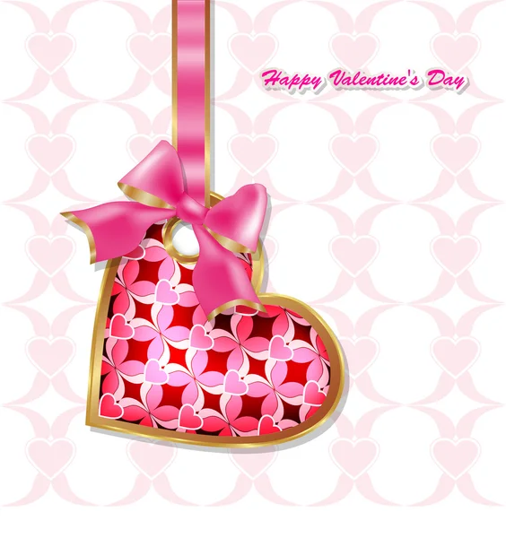 Hanging on a ribbon heart, the idea for valentine — Stock Vector