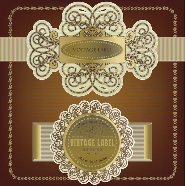 Un conjunto de etiquetas vintage para las invitaciones, aniversarios, certificados, etiquetas de vinos — Vector de stock