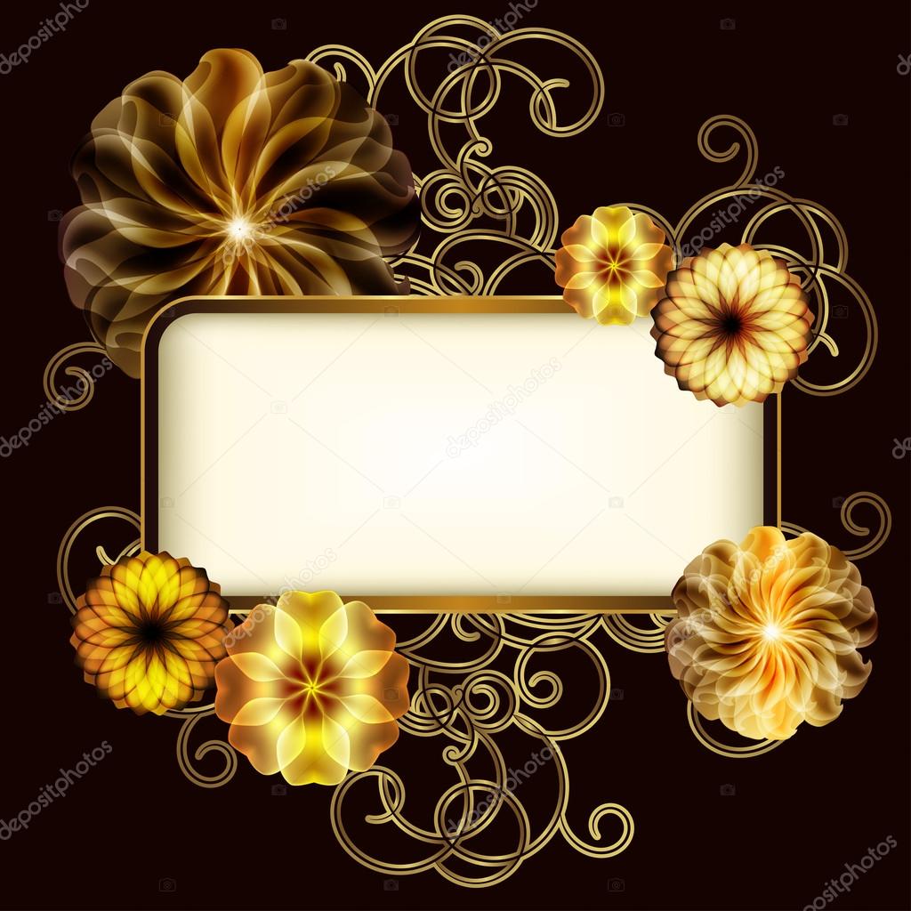 Vintage banner with golden flowers