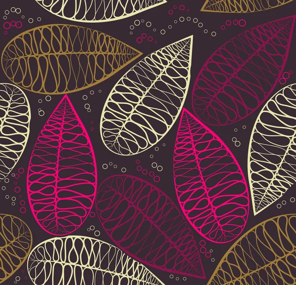 Nahtloses Muster mit bunten stilisierten Blättern — Stockvektor